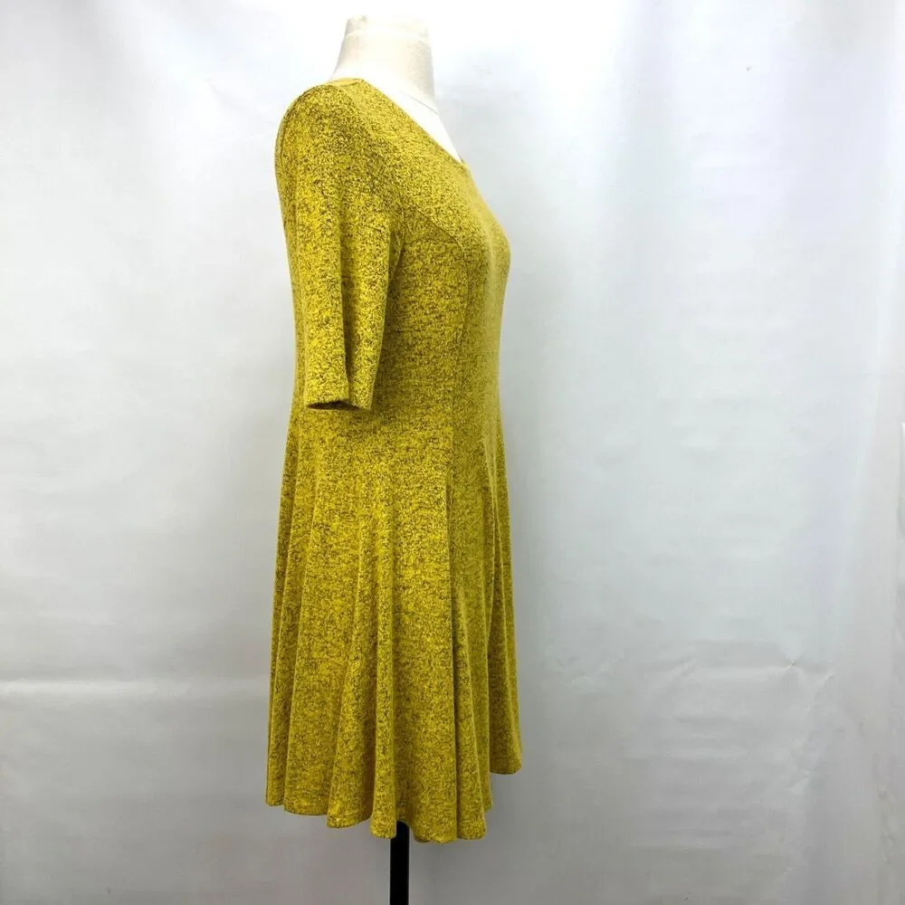 Purple Generation Womans Yellow Speckled Knit Dress Large Princess Boho Fairy